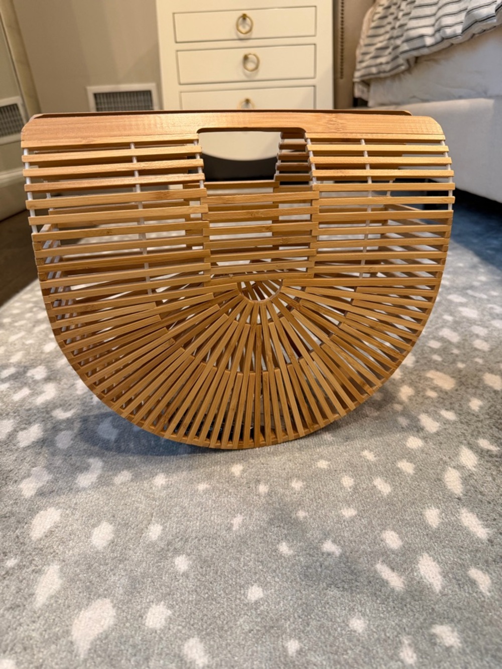 Bamboo Arc Slatted Handbag - Natural Brown - cult gaia